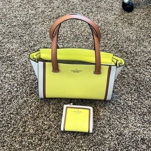 Spring Kate Spade hang bag and wallet in Yellow and White